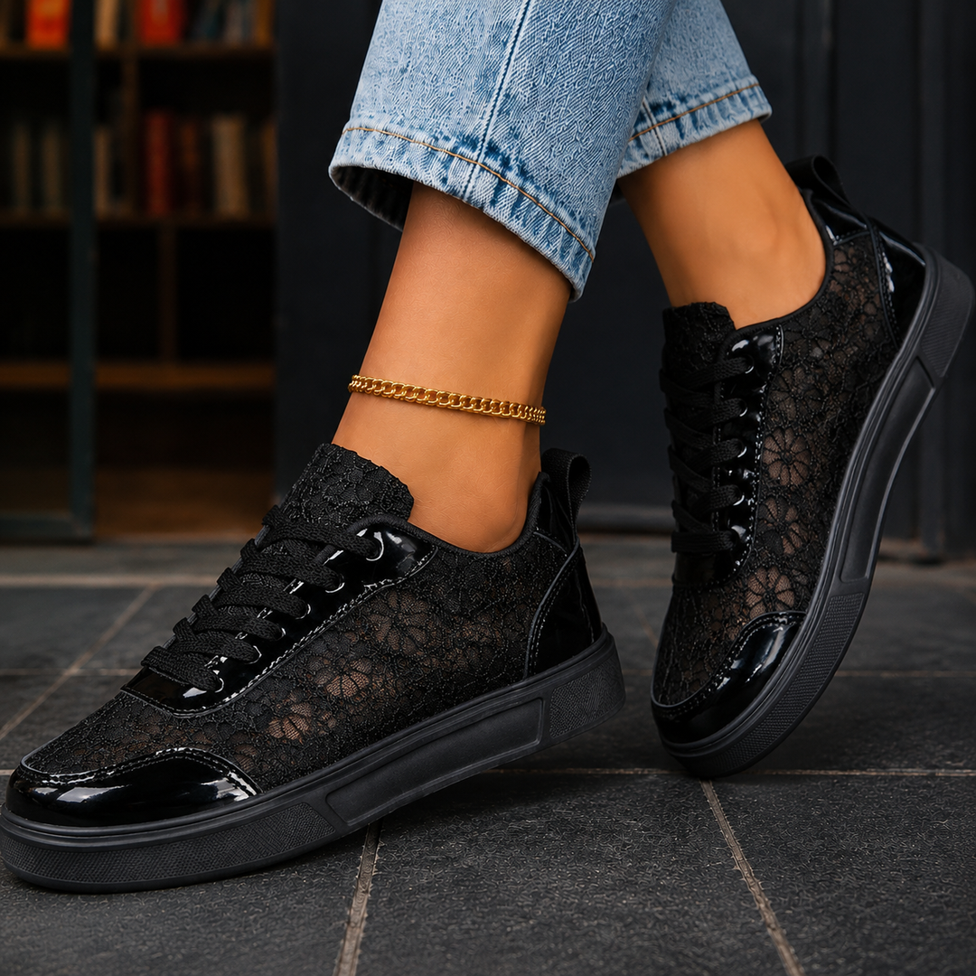Women's Piras Floral Lace Sneakers in White | Invictora.com