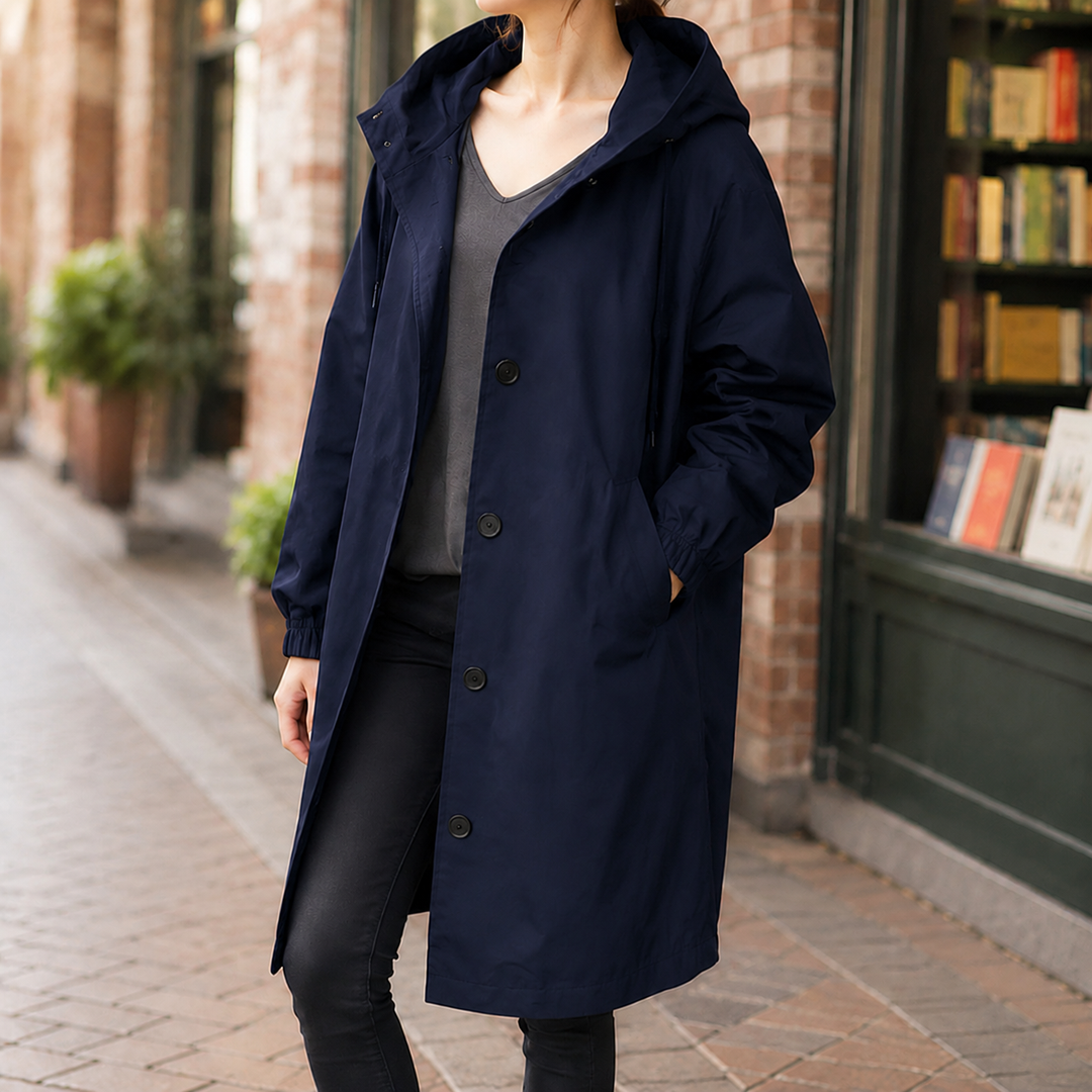 Women's Zelda-Elise Hooded Overcoat in Black | Invictora.com
