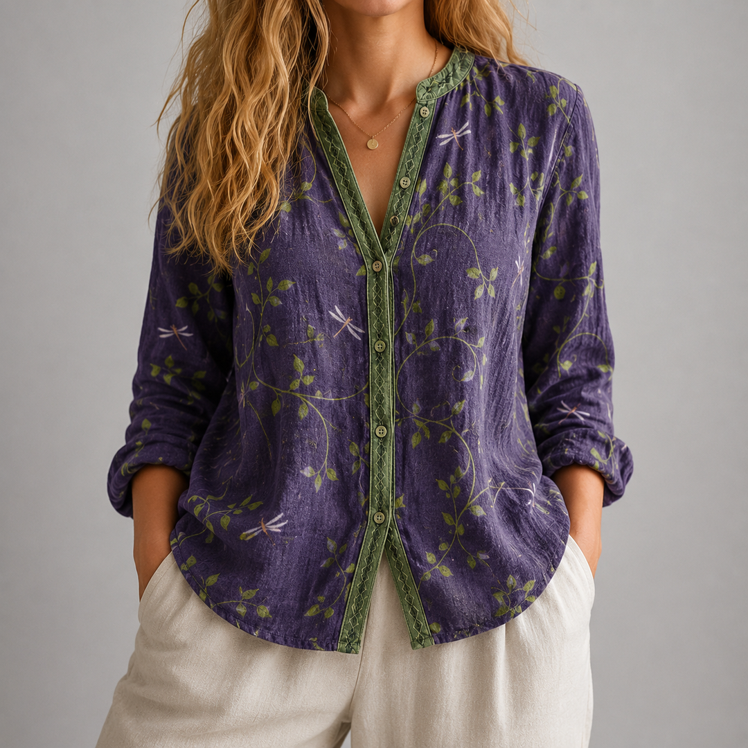 Women's Willa Botanical Blouse in Purple | Invictora.com