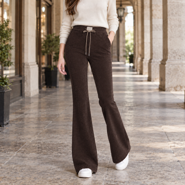 Women's Nina-Kate Flared Pants in Khaki | Invictora.com