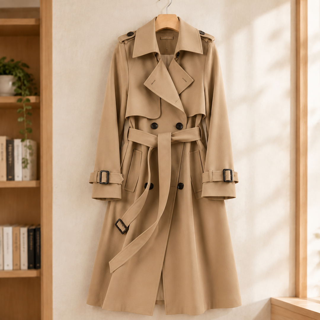 Women's Salome-Sage Belted Trench Jacket in Black | Invictora.com
