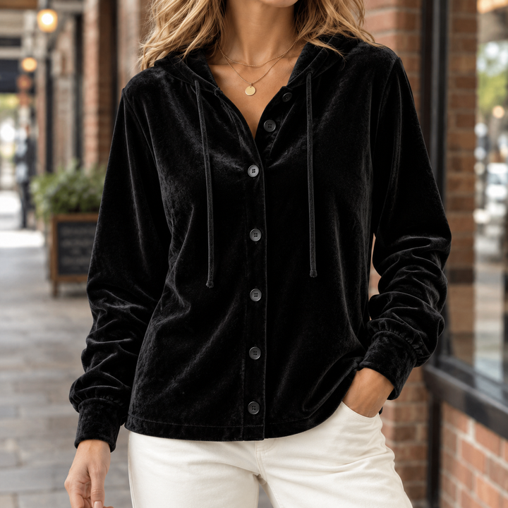 Women's Ottilia Velvet Overshirt in White | Invictora.com