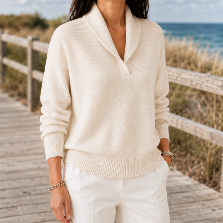 Women's Marlene-Hope Shawl Collar Sweater in Green | Invictora.com