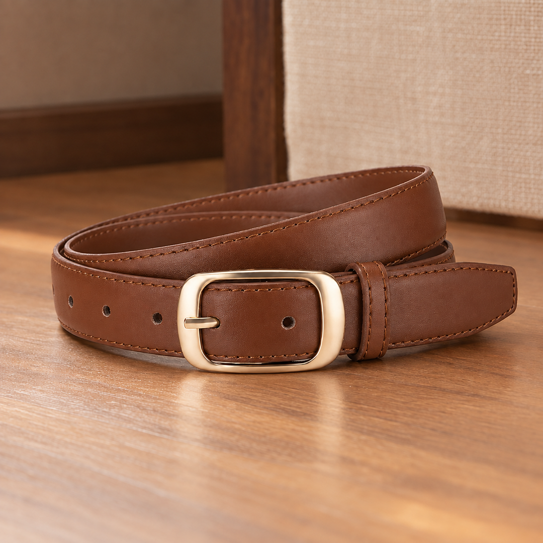 Women's Poggio Gold Buckle Belt in Gold Buckle Black | Invictora.com
