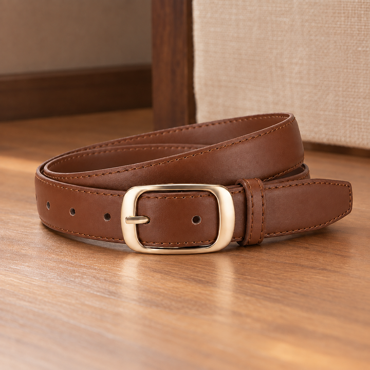 Women's Poggio Gold Buckle Belt in Gold Buckle Black | Invictora.com