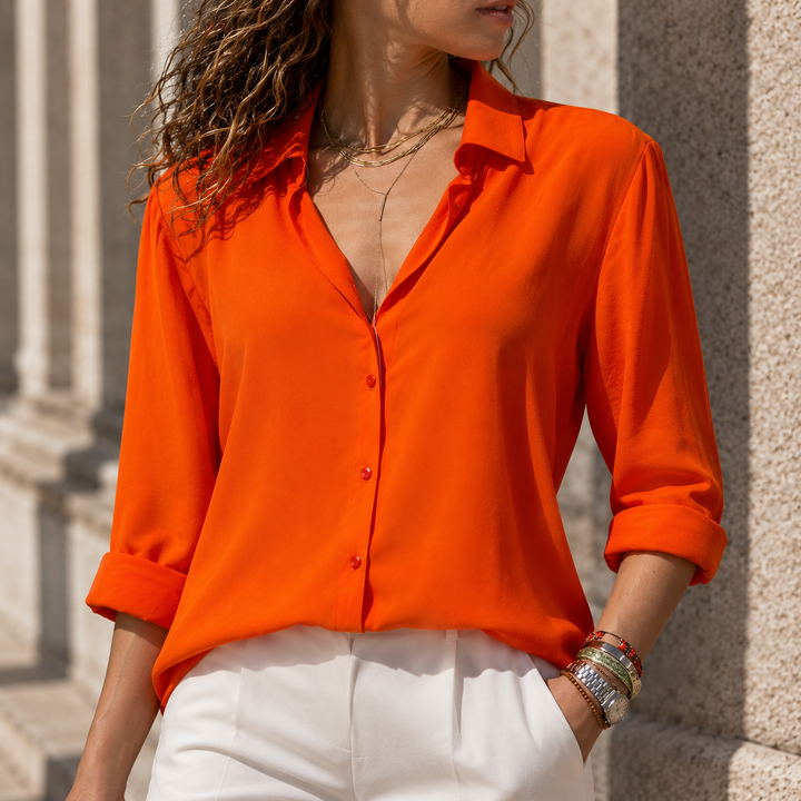 Women's Elodie Fluid Blouse in Orange | Invictora.com