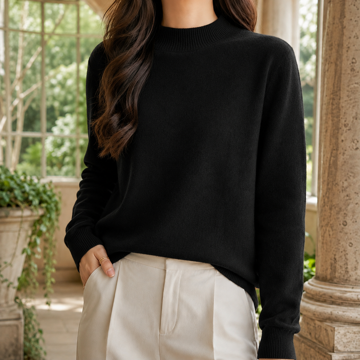 Women's Griselda Mock Neck Sweater in Red | Invictora.com