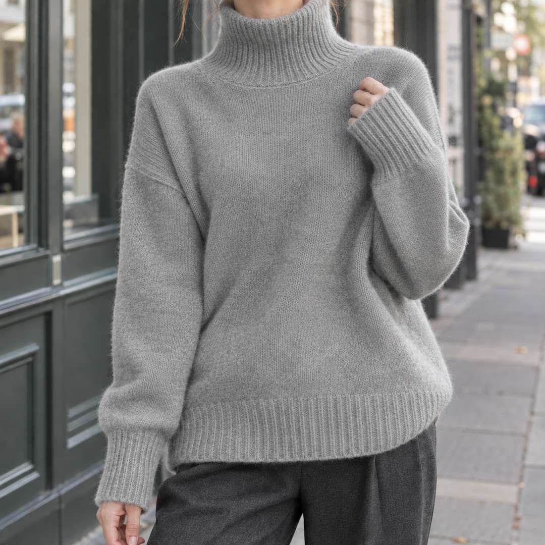 Women's Sylvaine-Eve Turtleneck Sweater in Off White | Invictora.com