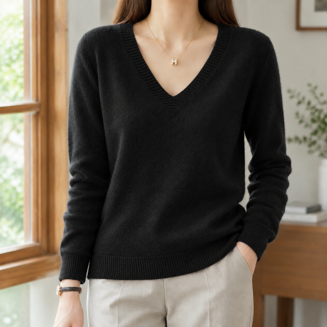 Women's Evadne V Neck Sweater in Orange | Invictora.com