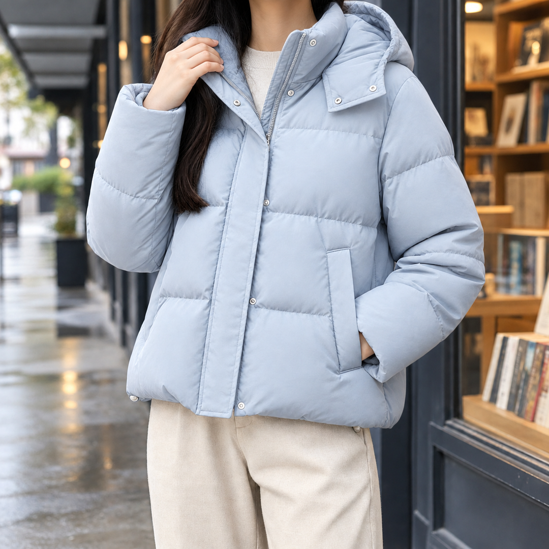 Women's Eliza Hooded Puffer Jacket in Classic Black | Invictora.com
