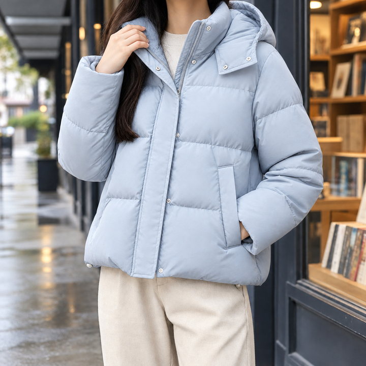 Women's Eliza Hooded Puffer Jacket in Classic Black | Invictora.com