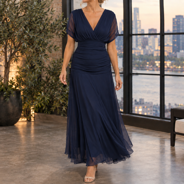 Women's Sylvie-Elise Draped Maxi Dress in Dark Green | Invictora.com