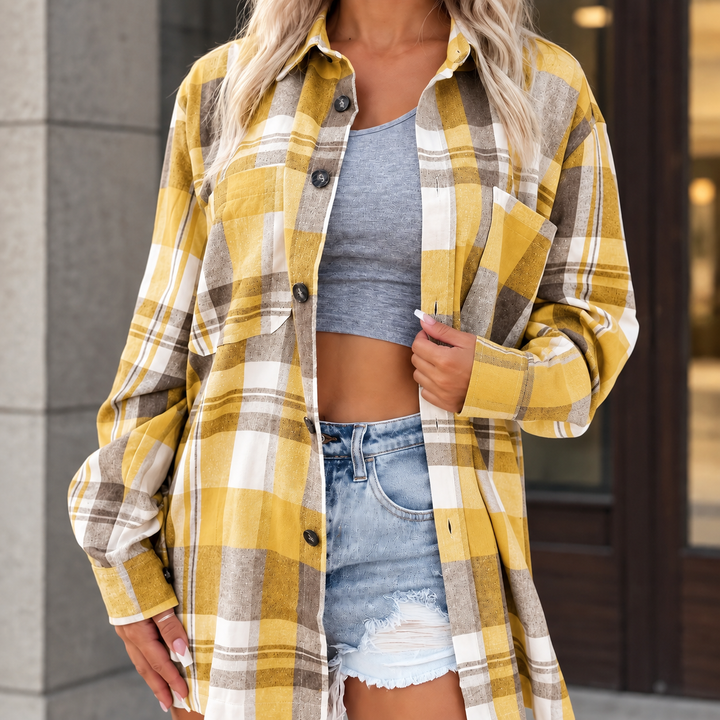 Women's Tessa-Louise Plaid Overshirt in Pink | Invictora.com