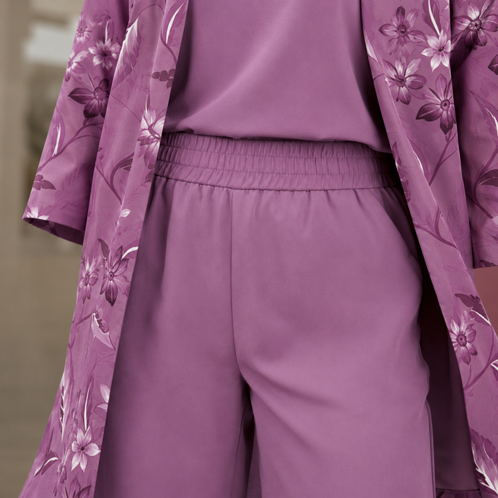 Women's Vivienne Floral Pants Set in Mauve | Invictora.com