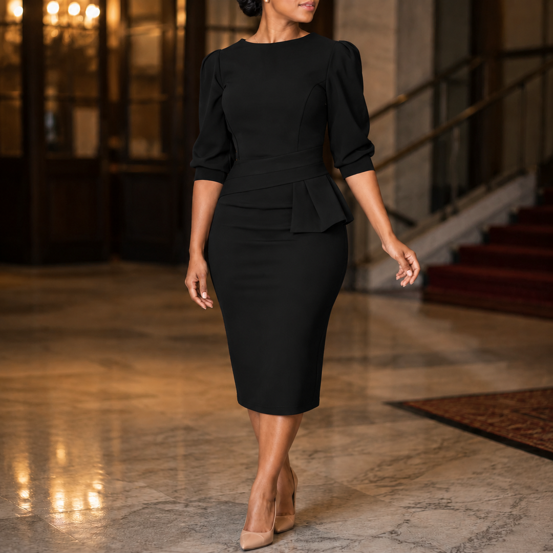 Women's Liora-Claire Peplum Dress in Navy Blue | Invictora.com