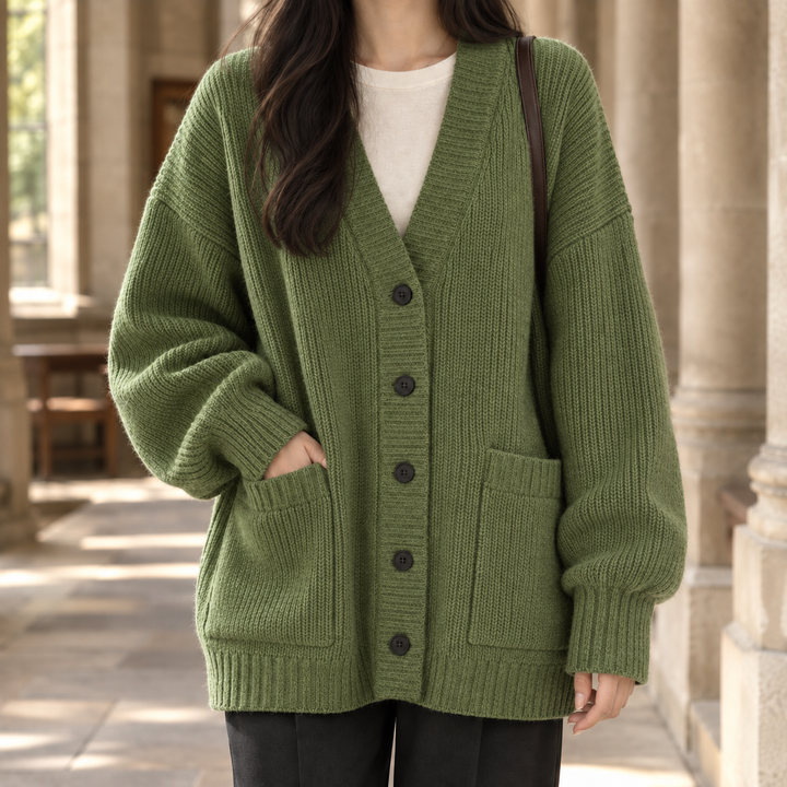 Women's Junia-Belle Ribbed Cardigan in Gray | Invictora.com
