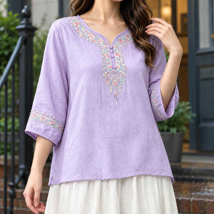 Women's Constance V Neck Blouse in Pink | Invictora.com