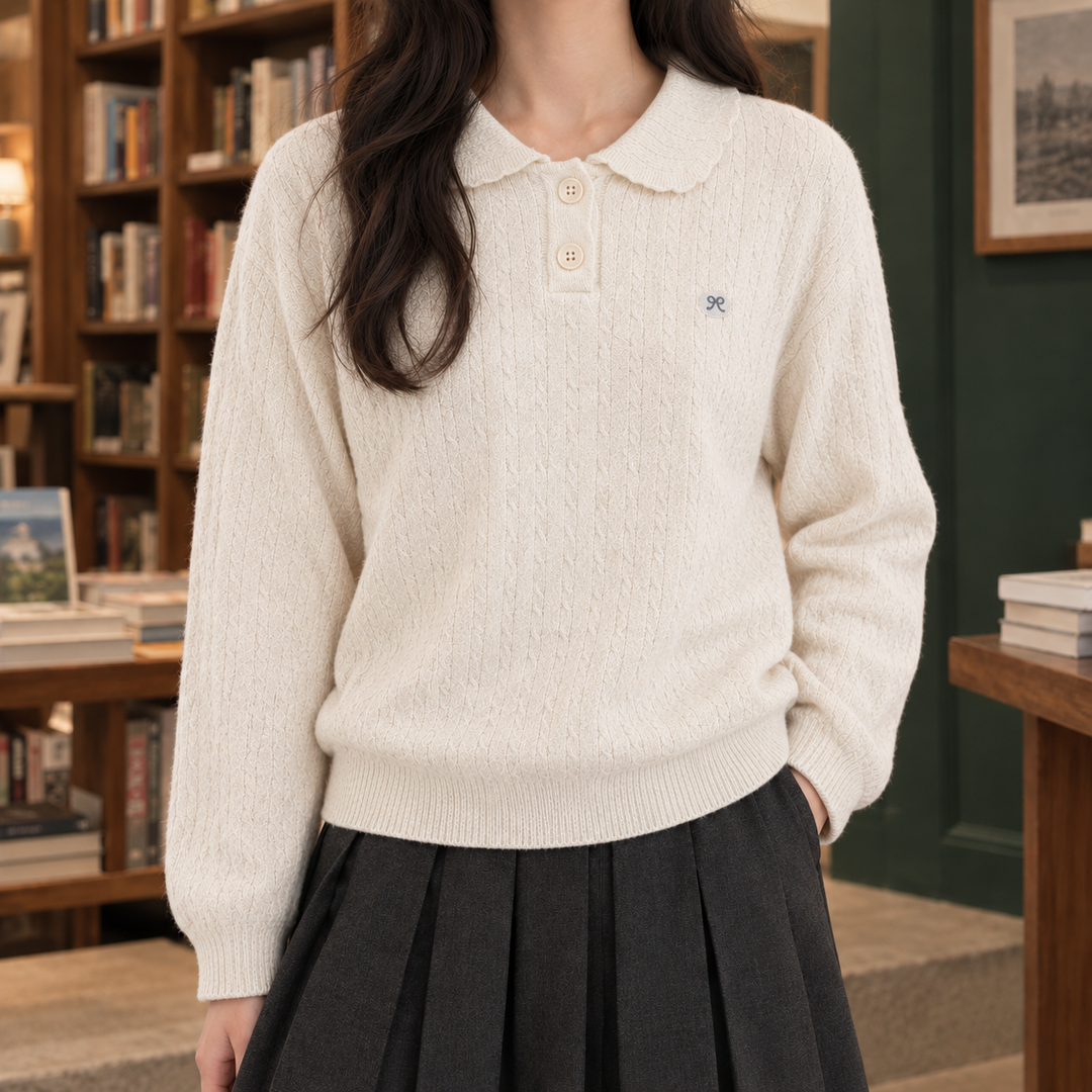 Women's Scarlett Polo Sweater in Gray | Invictora.com