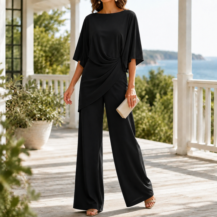 Women's Katia-Sage Draped Set in Navy Blue | Invictora.com