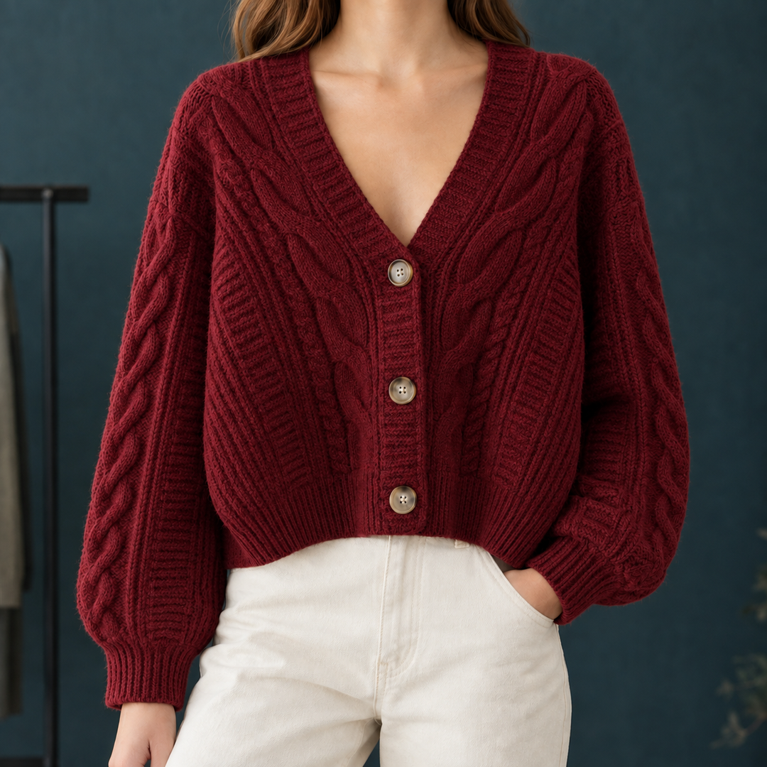 Women's Pippa-Hope Cable Cardigan in Taupe | Invictora.com