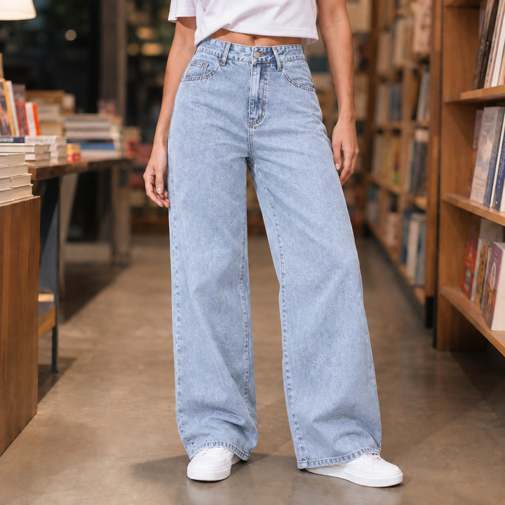 Women's Charlize Wide Leg Jeans in Black | Invictora.com