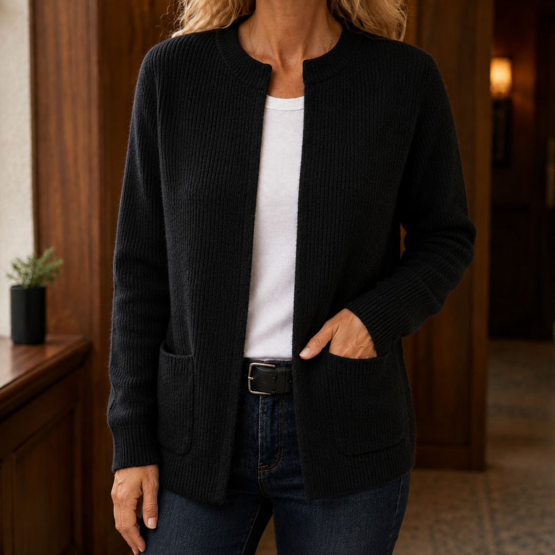 Women's Livia-Grace Ribbed Cardigan in Gray | Invictora.com