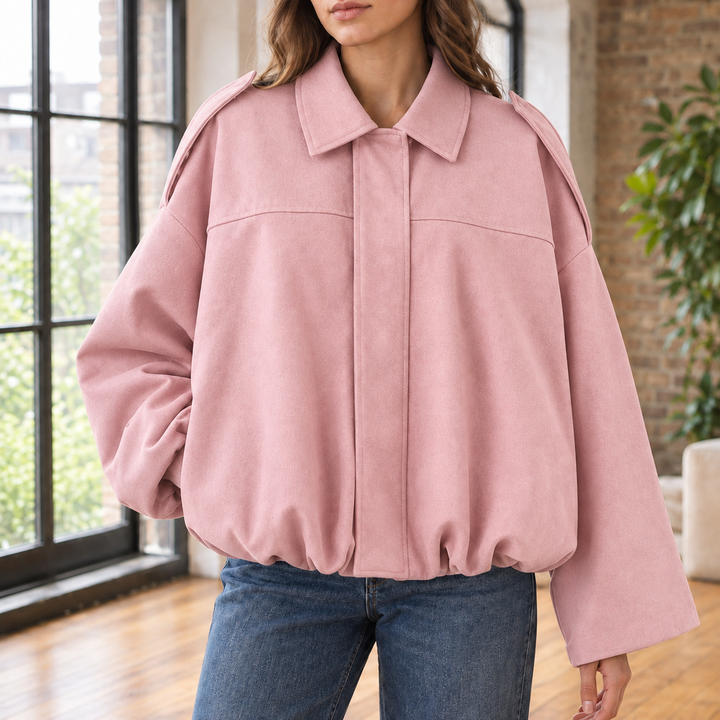 Women's Chantal-Pearl Suede Pilot Jacket in Black | Invictora.com