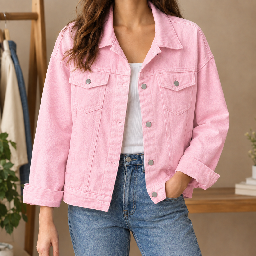Women's Caitlin-Grace Denim Jacket in White | Invictora.com