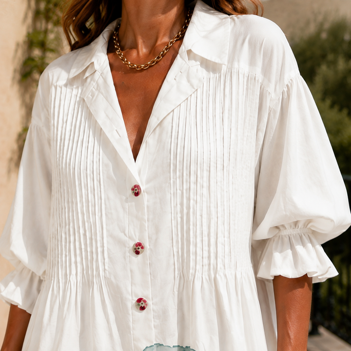 Women's Yvette-Eve Button Front Dress in White | Invictora.com