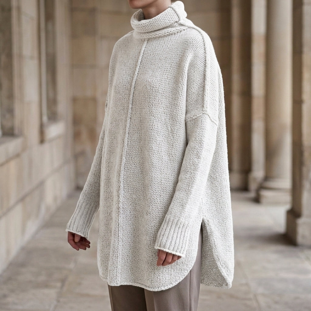 Women's Florence Stacked Collar Sweater in Dark Gray | Invictora.com