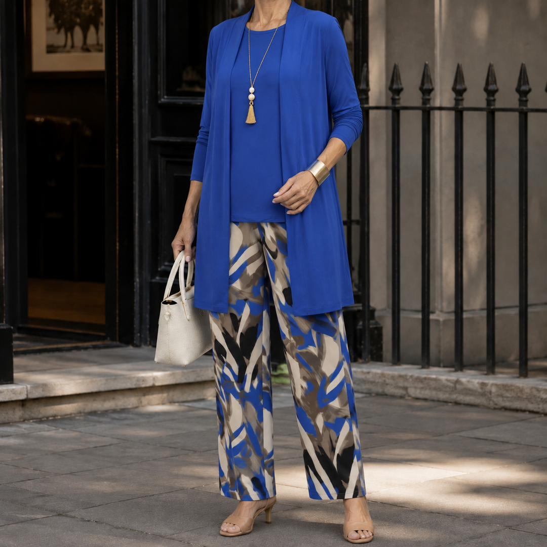 Women's Ingrid-Belle Printed Pants Set in Green | Invictora.com