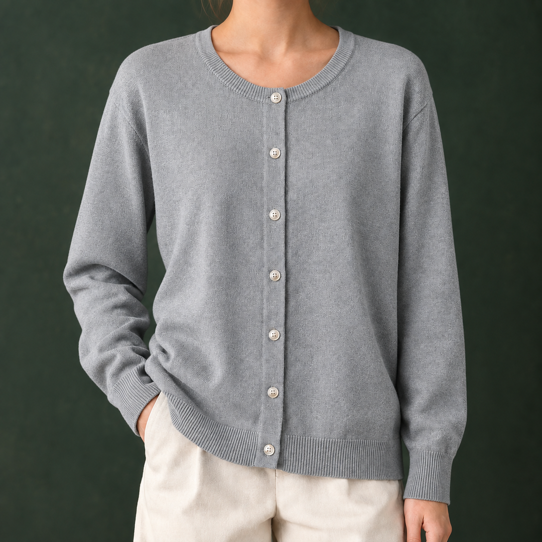 Women's Danielle-Elise Round Neck Cardigan in Black | Invictora.com