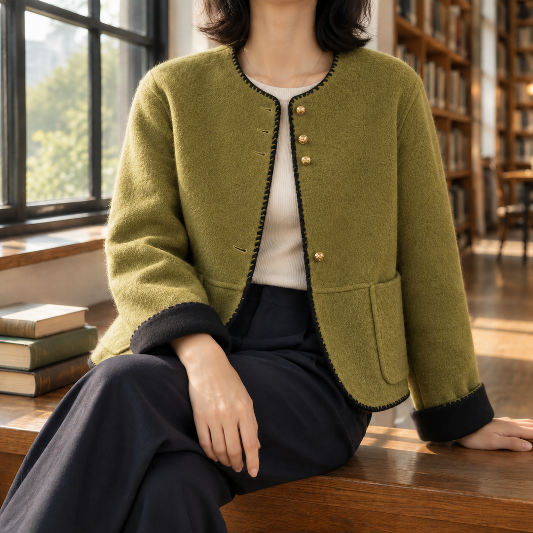 Women's Apolline-Kate Contrast Trim Jacket in Light Purple | Invictora.com