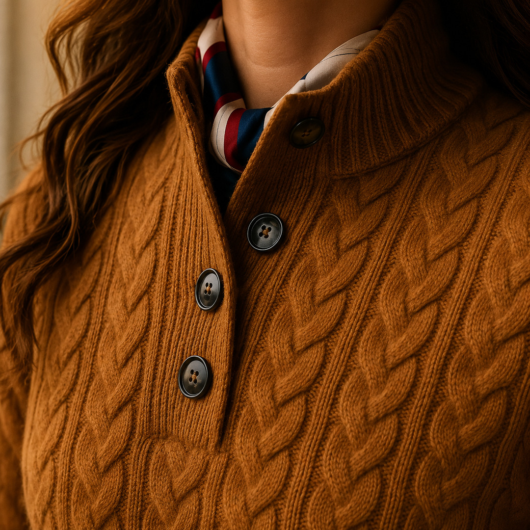 Women's Nerissa-Claire Cashmere Sweater in Caramel Brown | Invictora.com