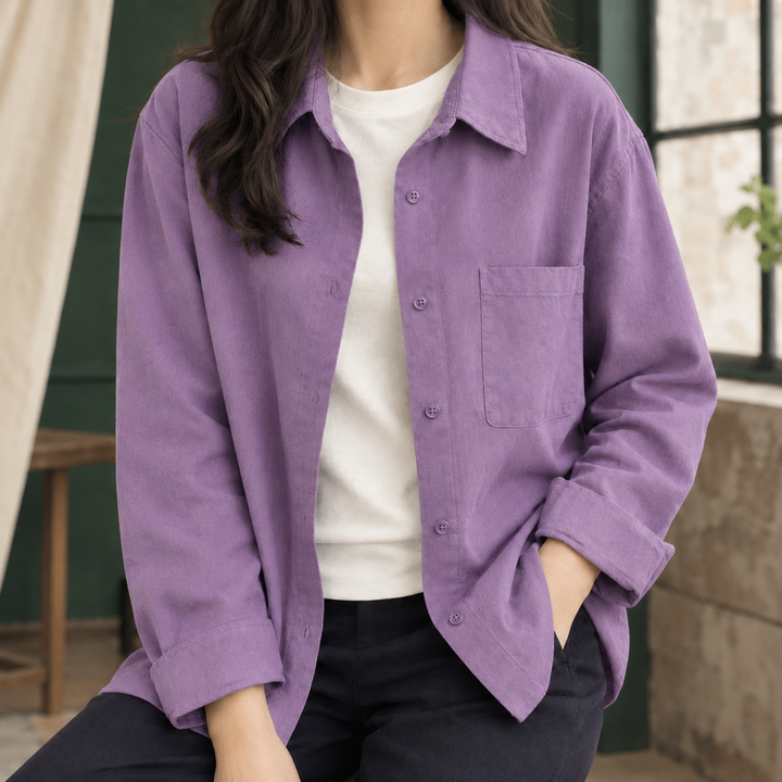 Women's Paula Relaxed Overshirt in Blue | Invictora.com