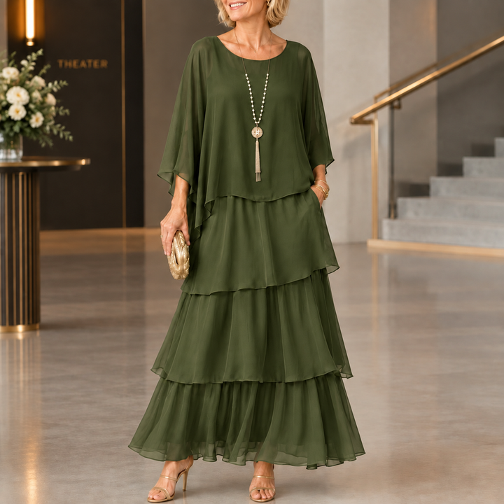 Women's Serena-Rae Layered Maxi Dress in Green | Invictora.com
