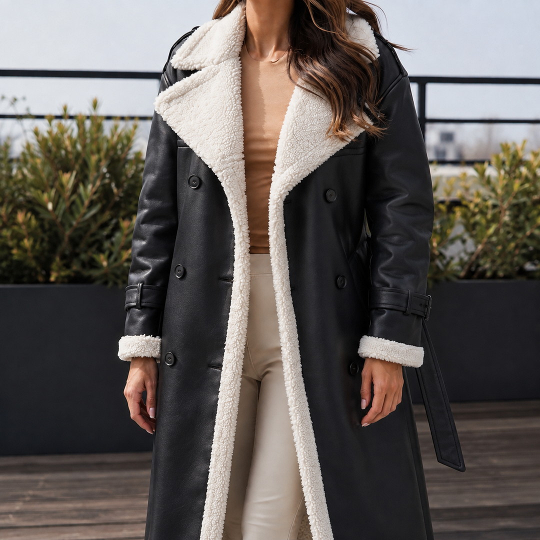 Women's Soledad-Louise Contrast Trim Coat in Beige | Invictora.com