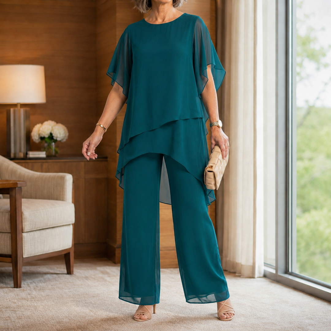 Women's Aimee-Jane Asymmetric Pants Set in Dark Blue | Invictora.com