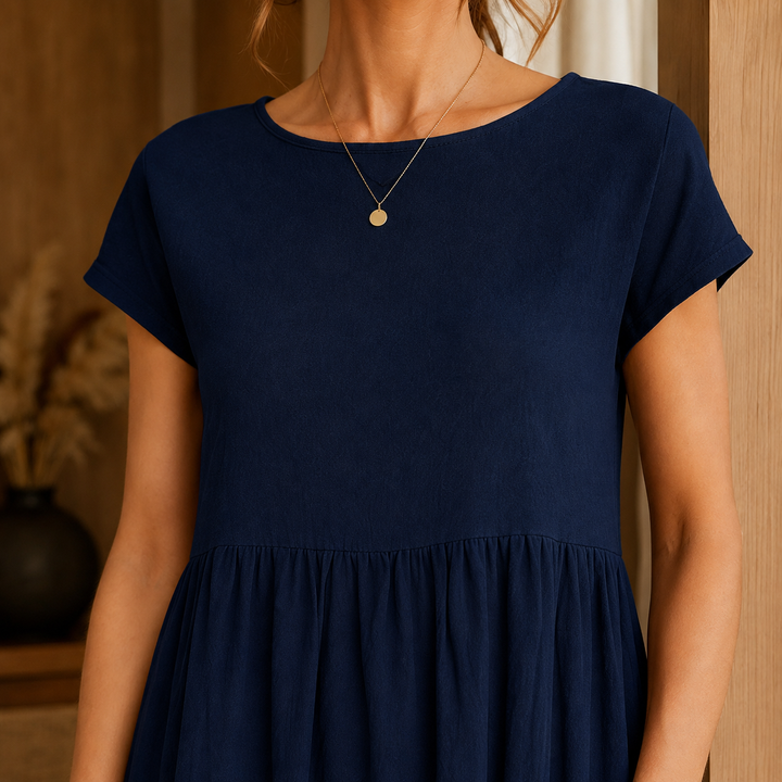 Women's Elena-Louise Gathered Midi Dress in Navy | Invictora.com