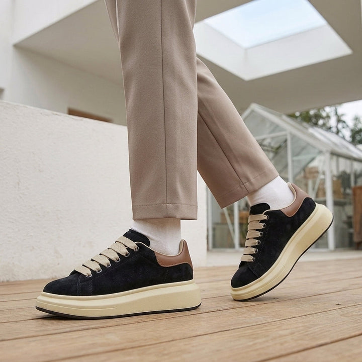 Women's Verona Platform Sneakers in Apricot Suede-main Picture | Invictora.com