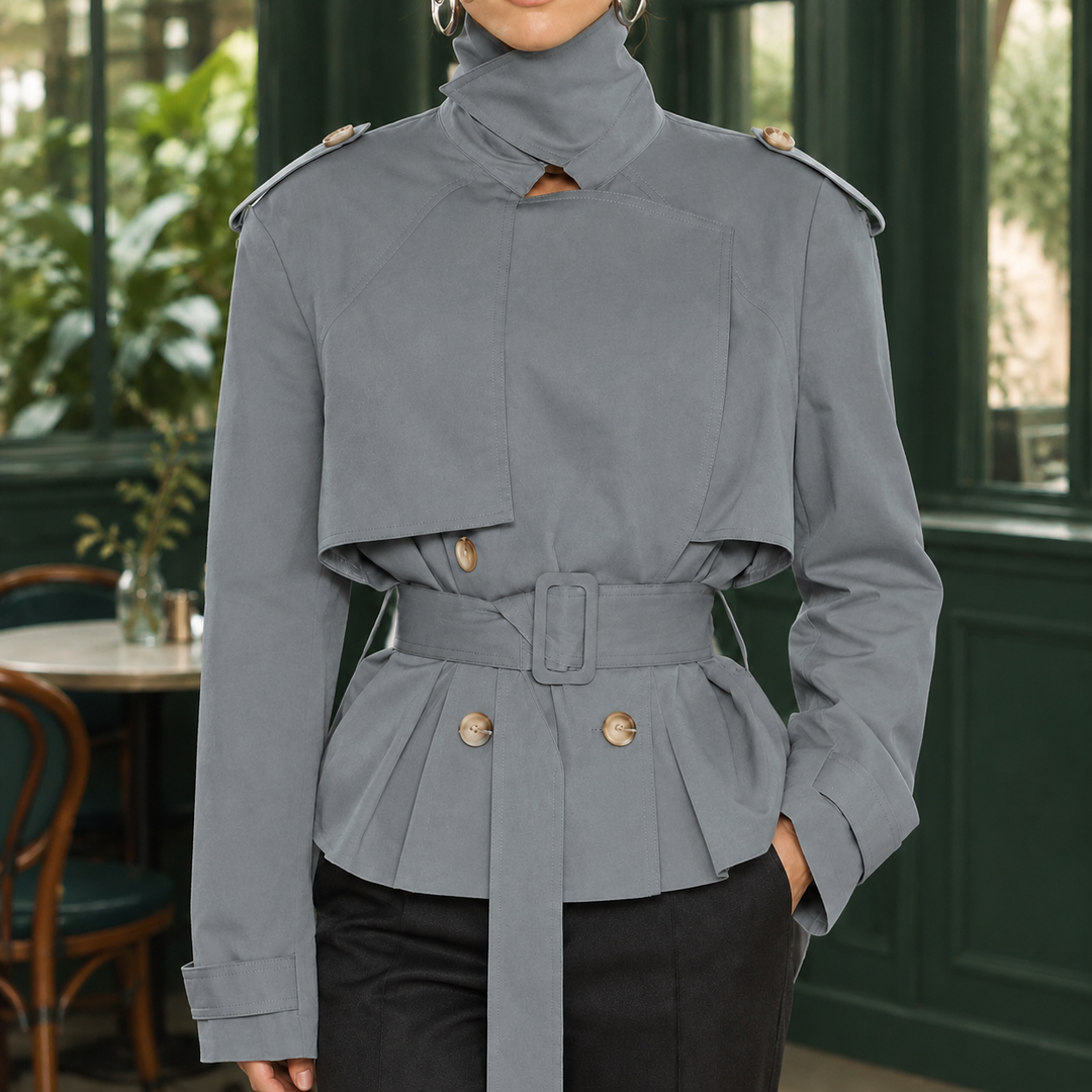 Women's Serena-Rose Belted Jacket in Khaki | Invictora.com