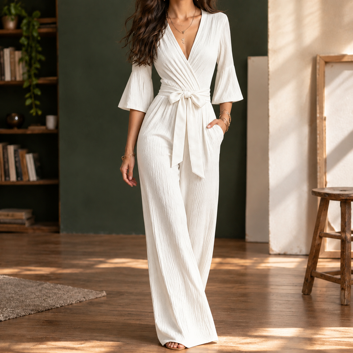 Women's Fernanda Wrap Front Jumpsuit in Black | Invictora.com