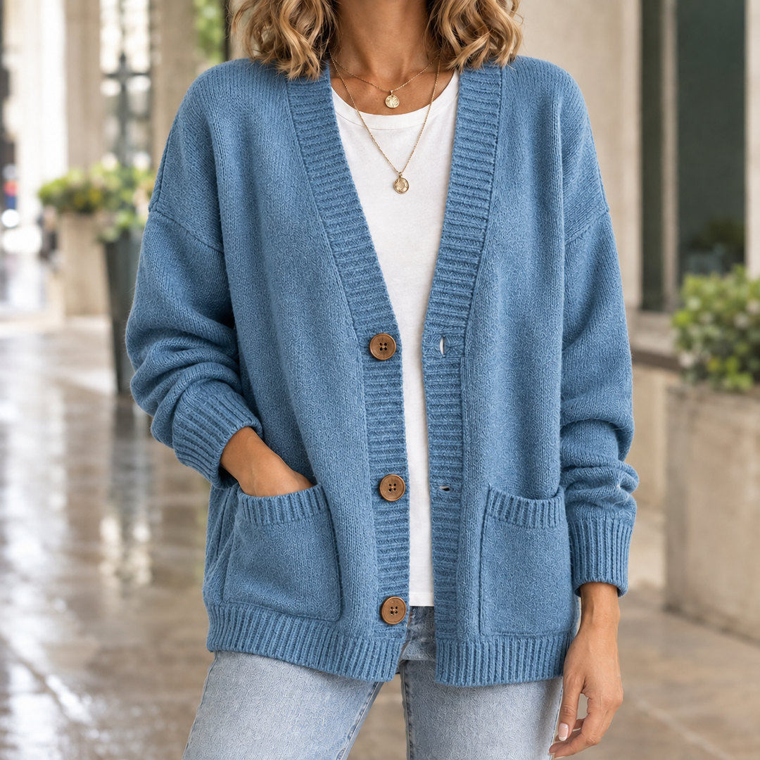 Women's Cassidy V-Neck Cardigan in Black | Invictora.com