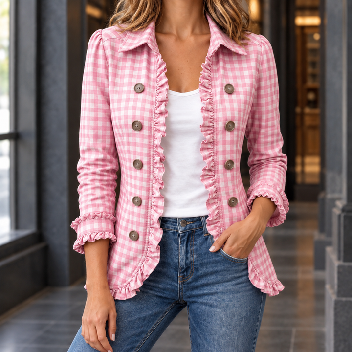 Women's Marina-Louise Gingham Jacket in Black | Invictora.com