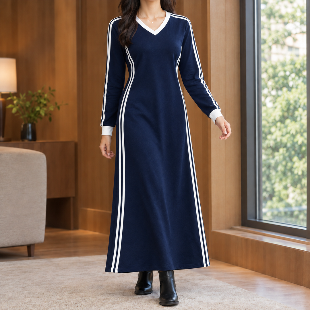 Women's Elle-Hope Contrast Stripe Dress in Black | Invictora.com