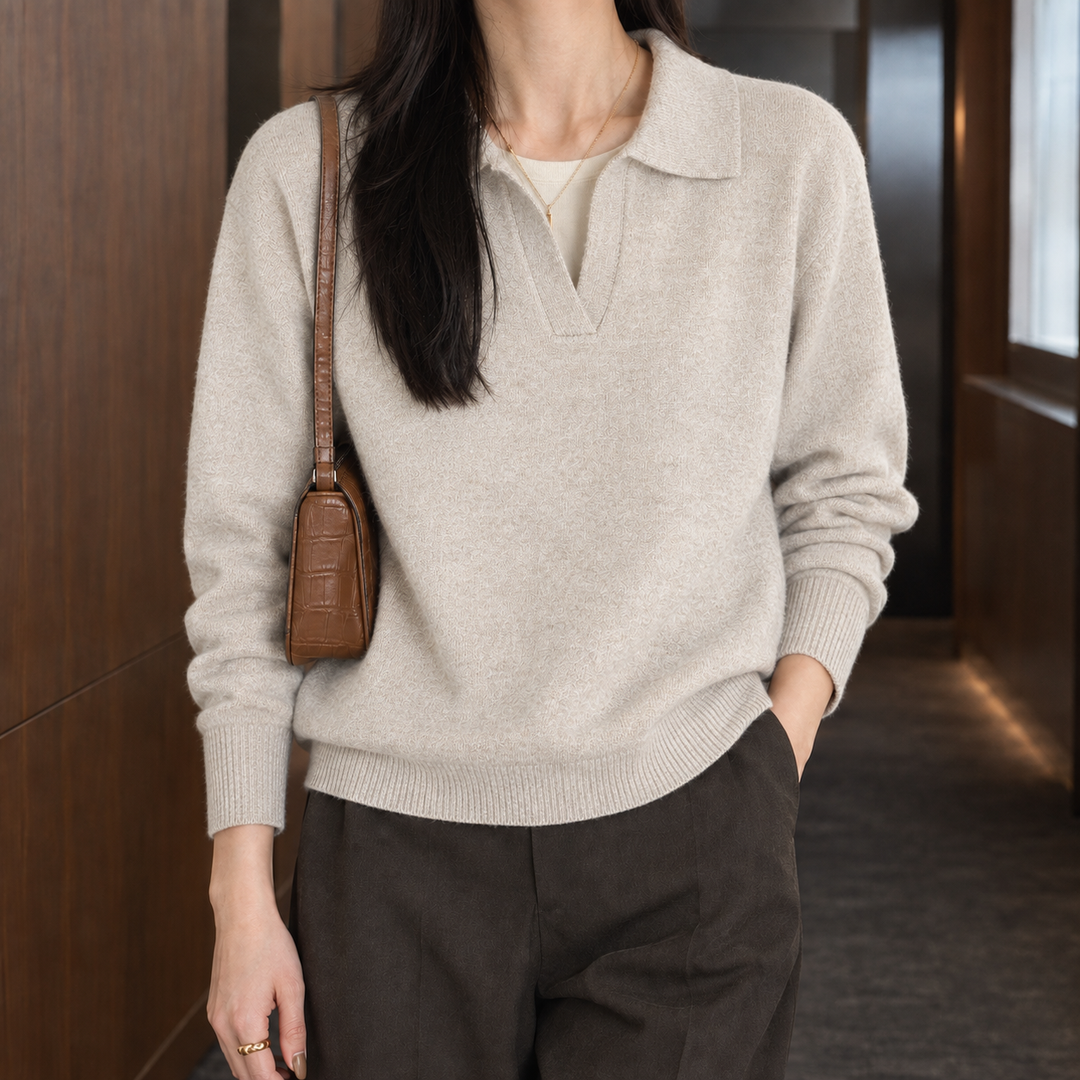 Women's Briony-Hope Polo Sweater in Beige | Invictora.com