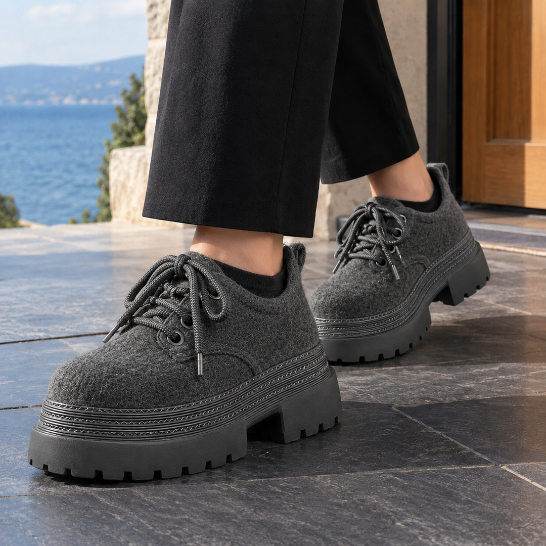 Women's Olivieri-Vita Suede Platform Shoes in Light Gray | Invictora.com