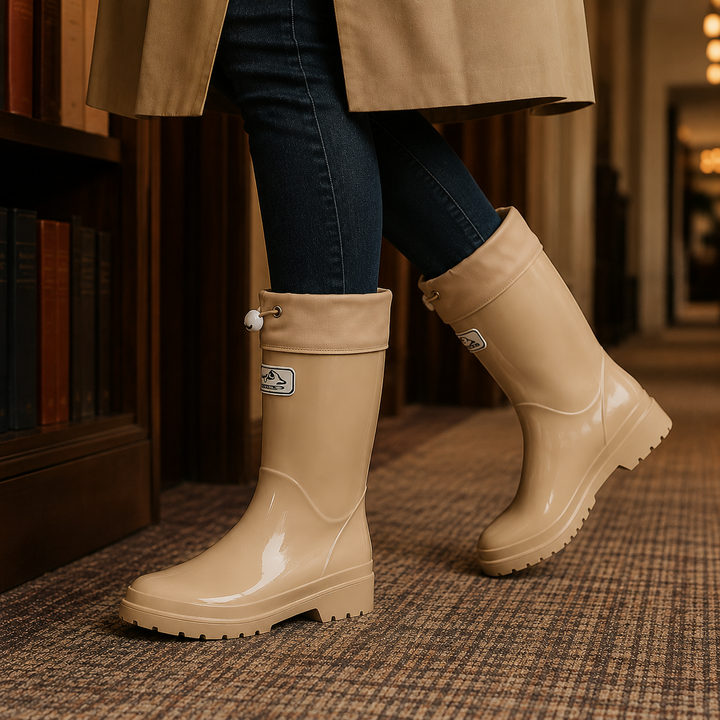 Women's Caffaro Drawstring Rain Boots in Black | Invictora.com