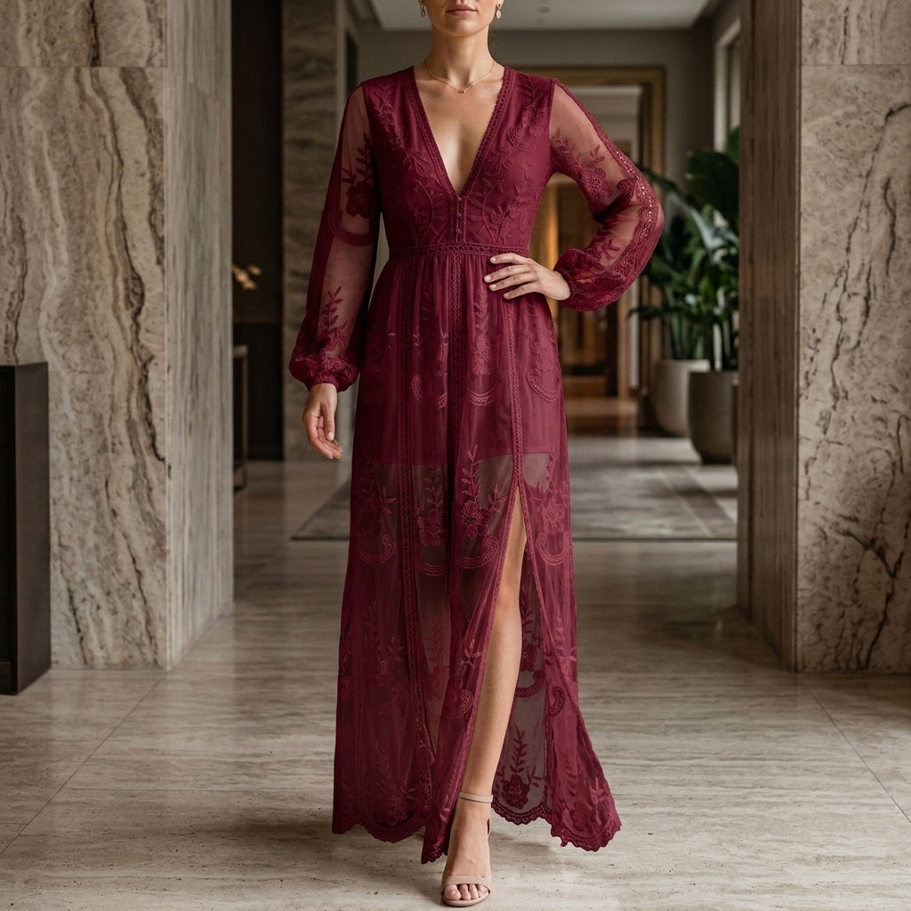 Women's Willa Lace Maxi Dress in White | Invictora.com