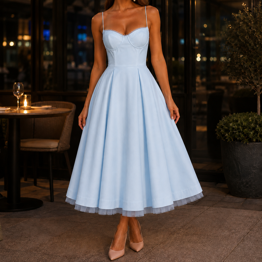 Women's Tamsin-Skye Corset Midi Dress in Pink | Invictora.com